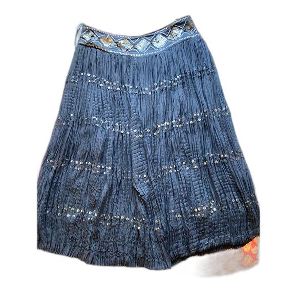 Saks Fifth Avenue 100% Flowy Silk Skirt with Sequins Small Boho - Picture 3 of 7